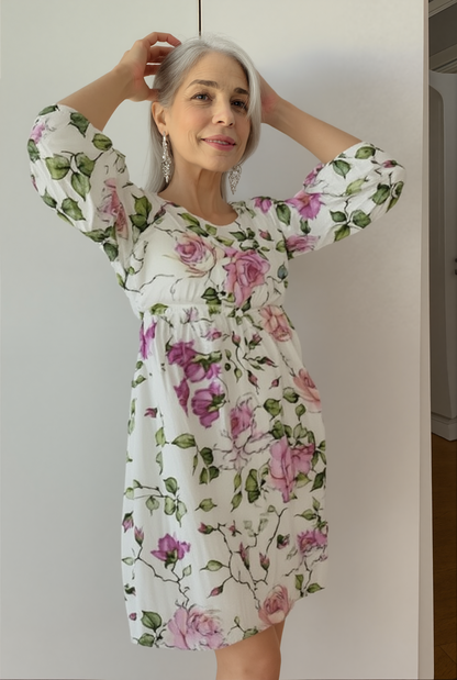 Floral Elegance | Women's A-Line Maxi Dress with Long Sleeves - Lightweight Comfort for Every Occasion 3