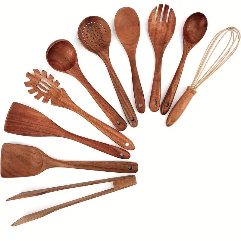 Teak Wooden Kitchen Utensil Set – Eco-Friendly Durable Cooking Tools