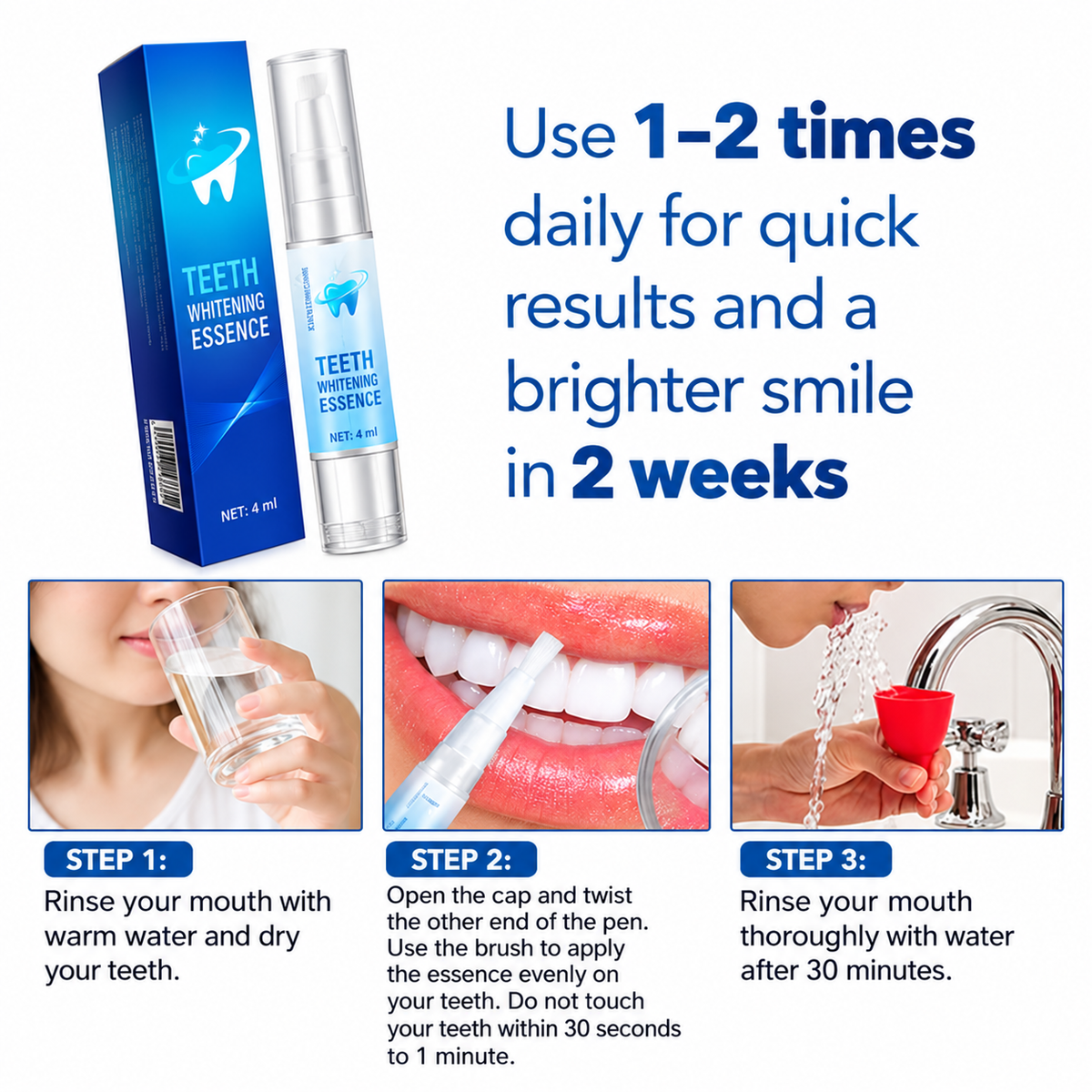 Teeth Whitening Pen | Enamel-Safe Formula with Protein | Removes Stubborn Stains for a Brighter, Confident Smile