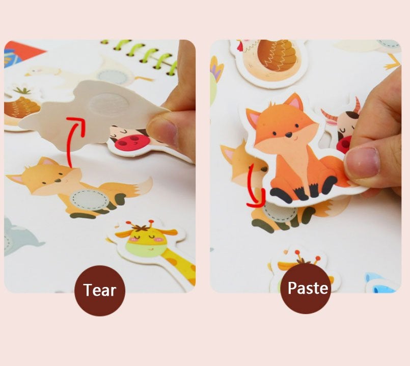 Toddler Activity Book Paper Pages | Sticky Matching Games for Shapes, Numbers and Animals | Builds Fine Motor Skills