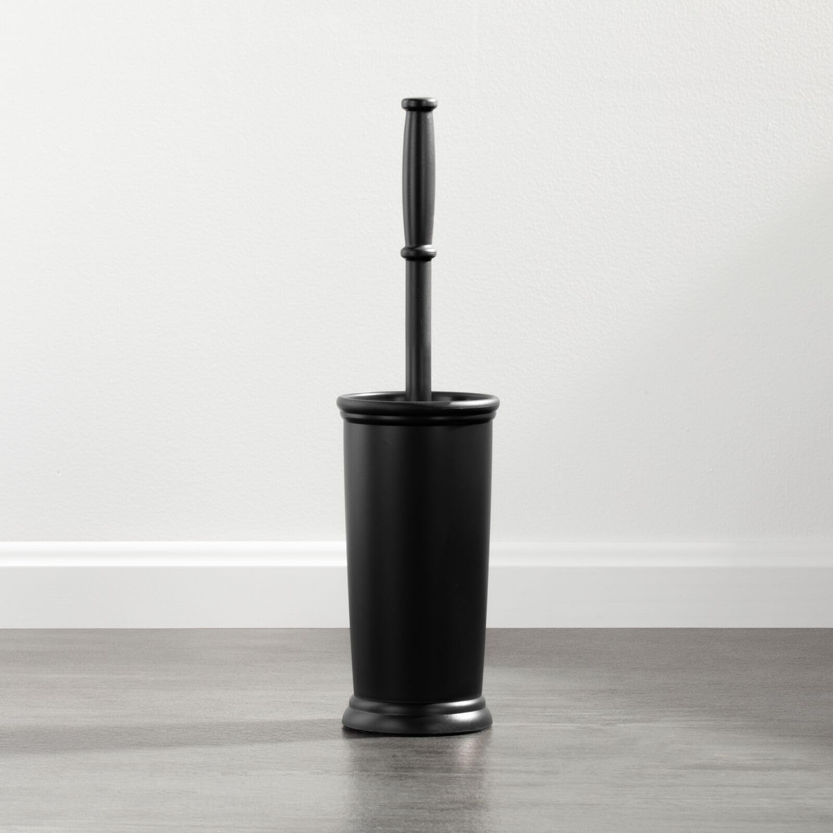 Toilet Brush with Holder Plastic Metal 40.5 cm | Freestanding Modern Design | Extra Long Handle for Deep Cleaning