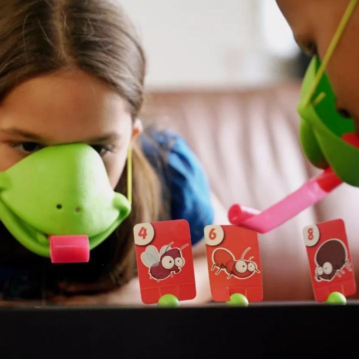 Tongue-Shooting Mask Game | 2 Masks, 2 Tongues & 20 Number Cards | Blow-Action Party Game for Family Fun and Group Play