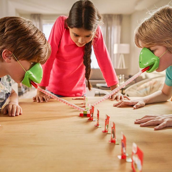 Tongue-Shooting Mask Game | 2 Masks, 2 Tongues & 20 Number Cards | Blow-Action Party Game for Family Fun and Group Play