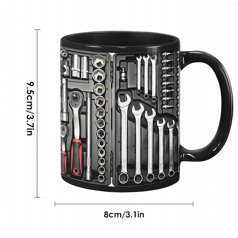 Toolbox Print Ceramic Mug | Double-Sided 3D Design, C-Shaped Handle | Dishwasher & Microwave Safe, Novelty Kitchen Gift