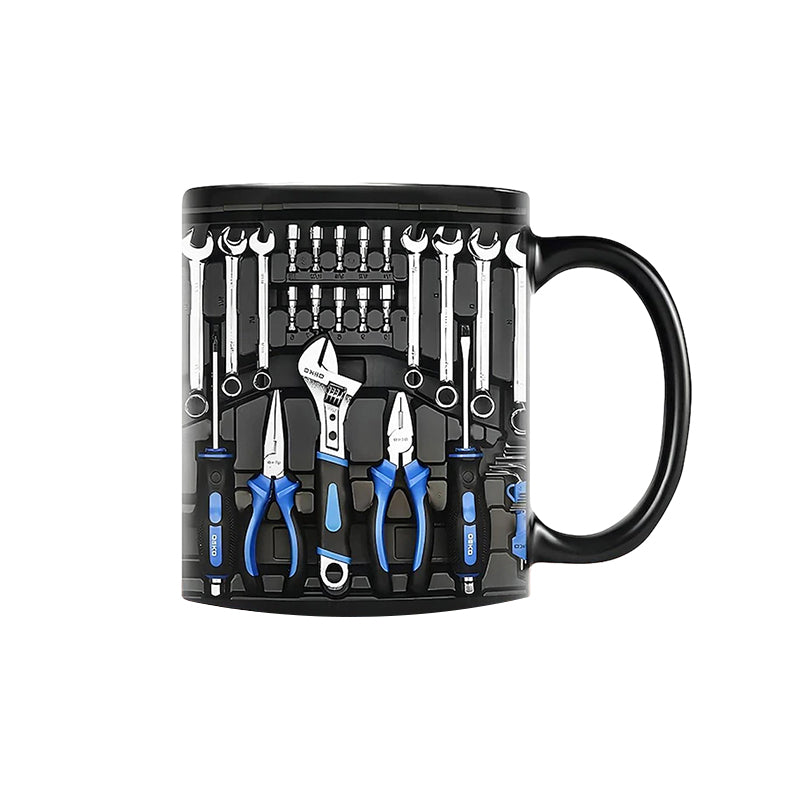 Toolbox Print Ceramic Mug | Double-Sided 3D Design, C-Shaped Handle | Dishwasher & Microwave Safe, Novelty Kitchen Gift