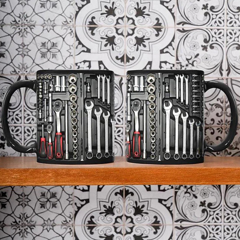 Toolbox Print Ceramic Mug | Double-Sided 3D Design, C-Shaped Handle | Dishwasher & Microwave Safe, Novelty Kitchen Gift