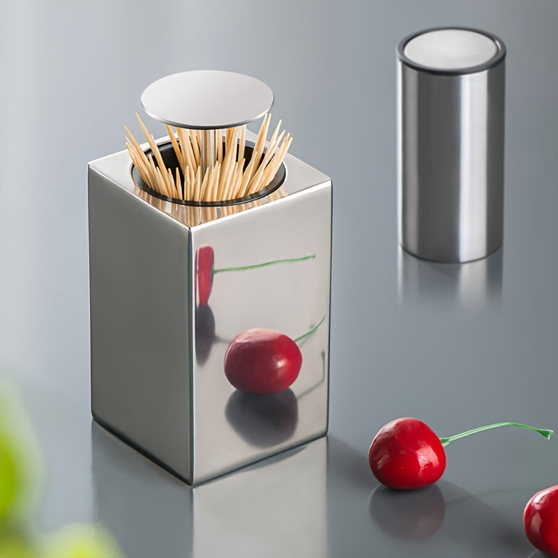 Toothpick Dispenser | Press Top In A Mirrored Square