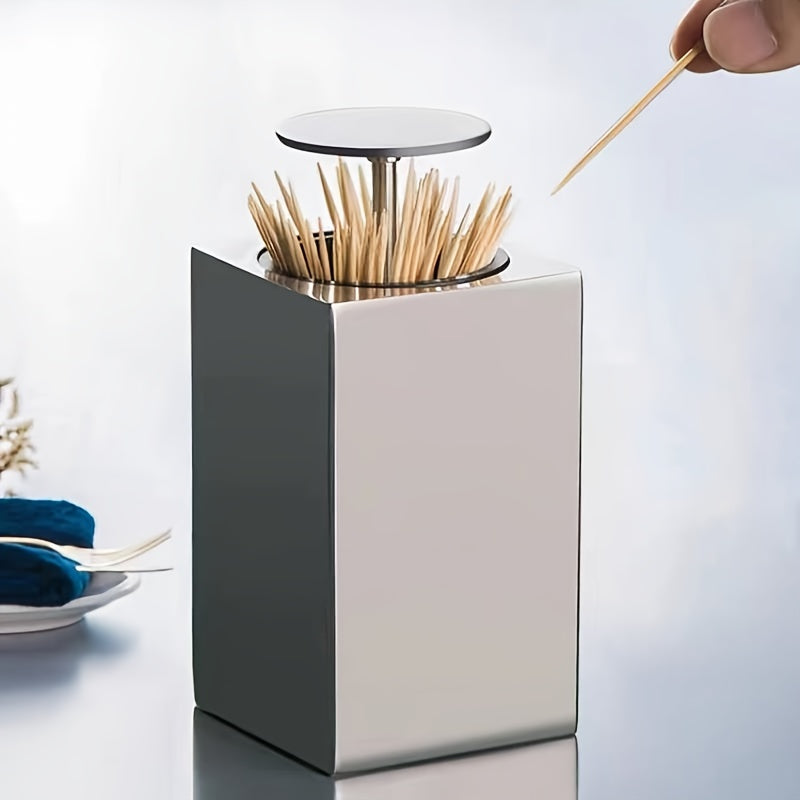 Toothpick Dispenser | Press Top In A Mirrored Square