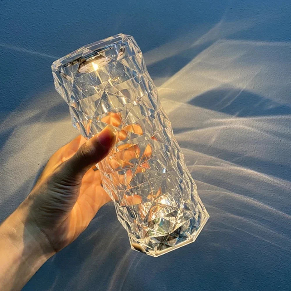 Touch Control Crystal Lamp | Cordless LED with Warm White, Daylight and RGB Colour Modes | Up to 12 Hours Light per Charge