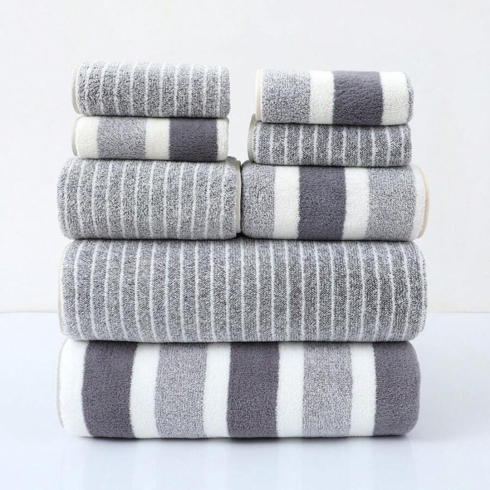 Towel Set | Eight Pieces In Wide And Narrow Stripes
