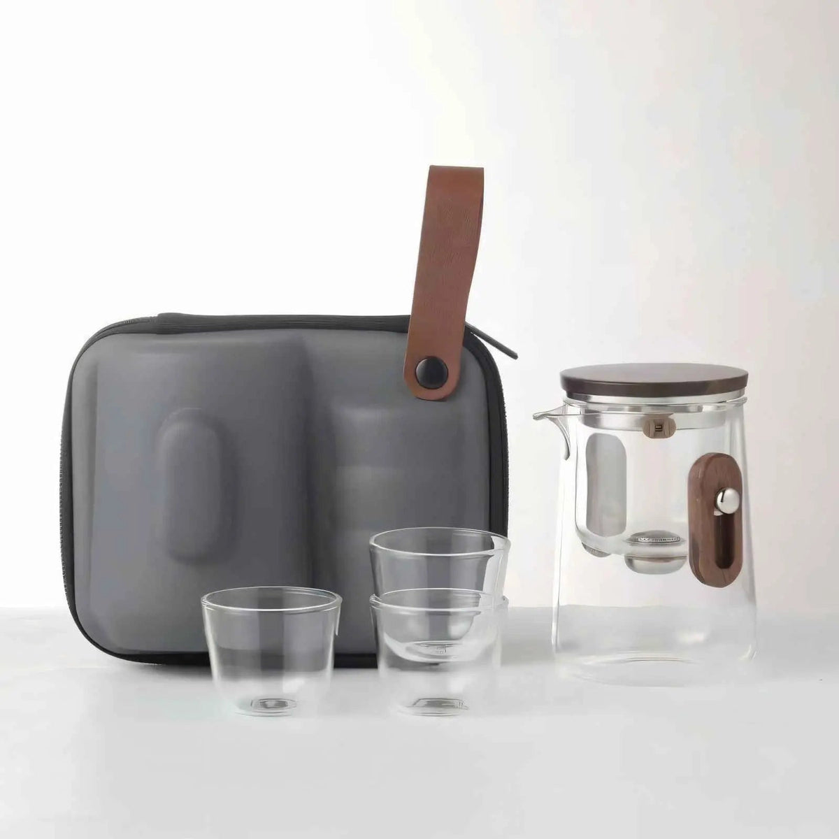 Travel Glass Tea Set | Built-In Strainer, Hard Carry Case