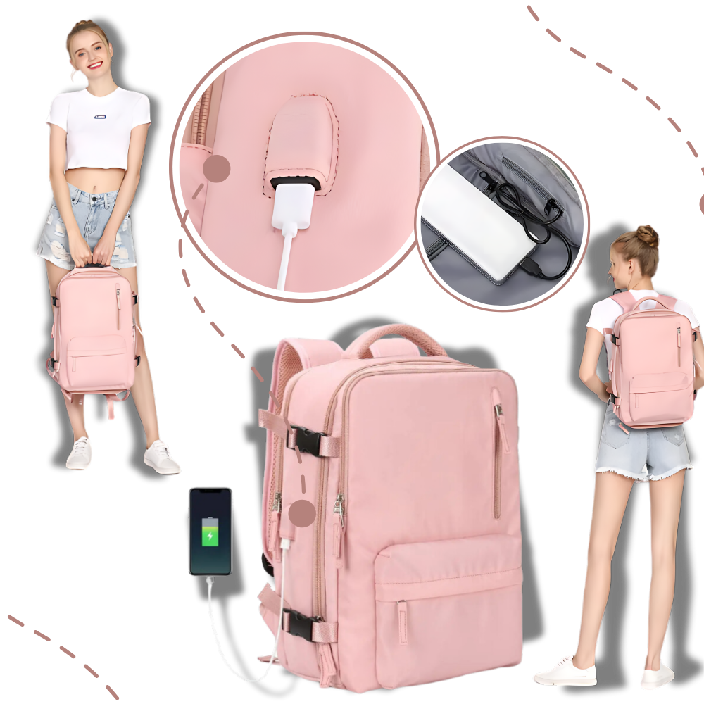 Travel Backpack – Water-repellent nylon, 35L, with USB port and shoe compartment, for everyday use and adventures 3