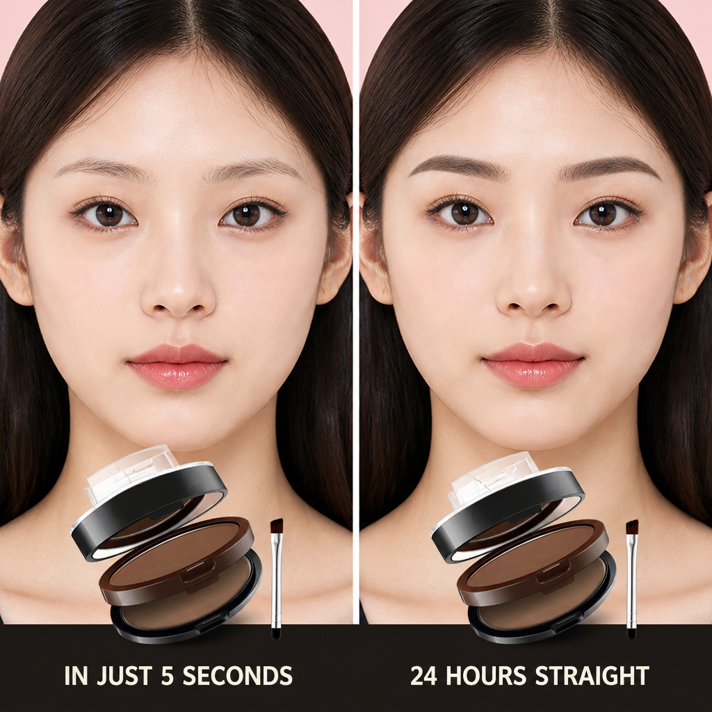 Two-Tone Brow Powder Stamp | Waterproof, Smudge-Proof 24-Hour Formula | Adjustable Arch for Natural Full Brows