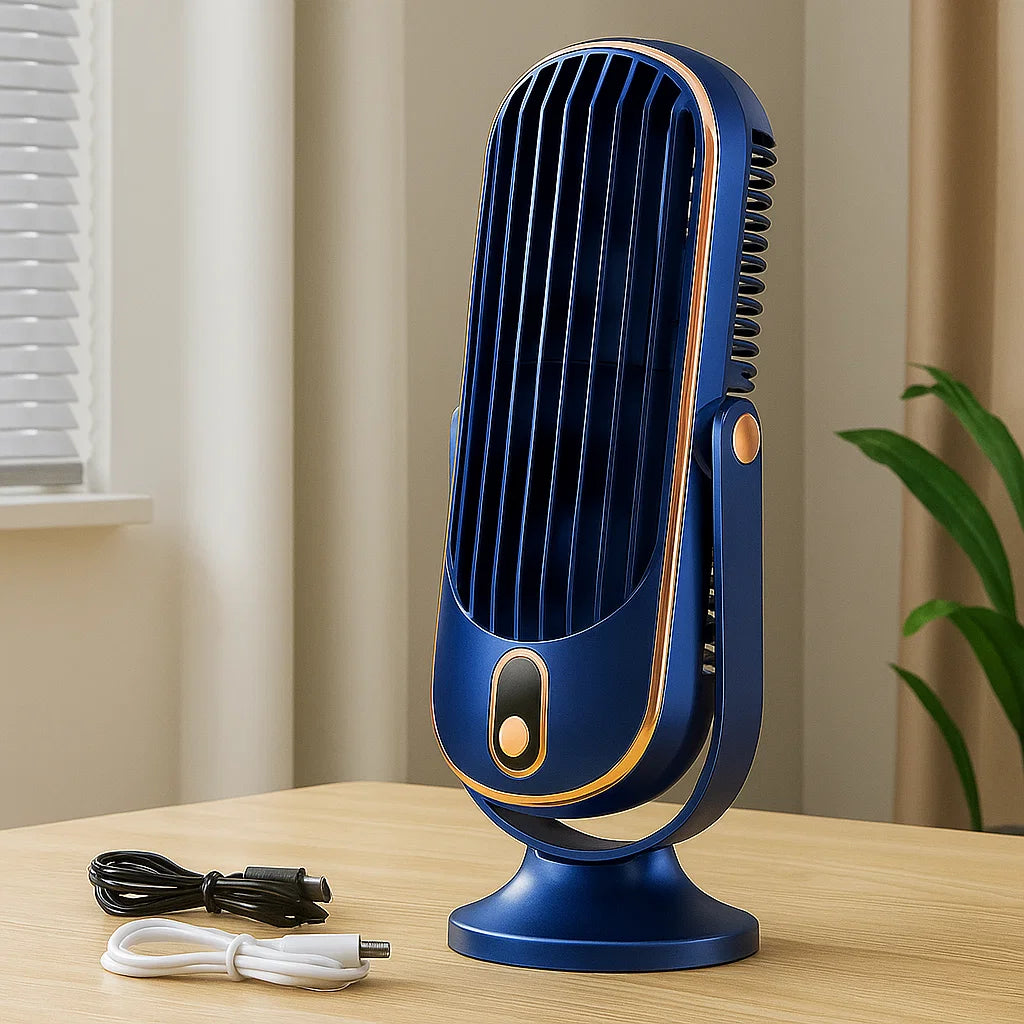 USB Desk Fan – Portable 360° Swivel Design with High-Velocity Airflow