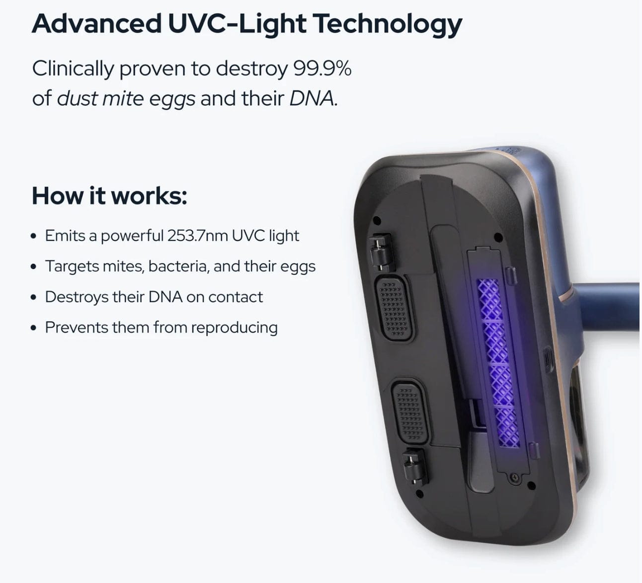 UV Hand Held Vacuum Cleaner | Mite Removal Vacuum for Mattresses & Sofas
