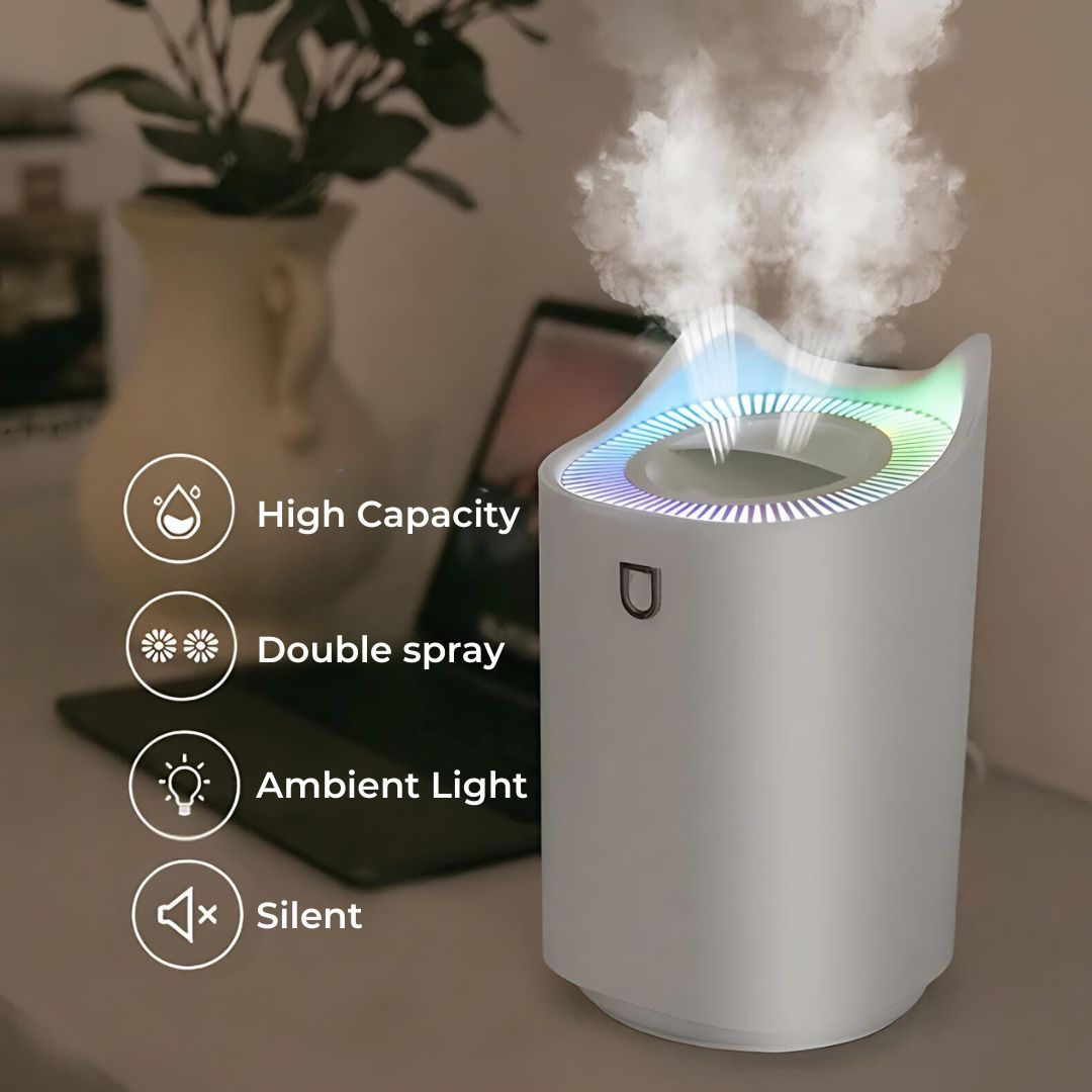 Ultrasonic Humidifier 3000ml Tank | 3 Mist Modes, Whisper-Quiet Operation | Up to 24 Hours Continuous Mist Output