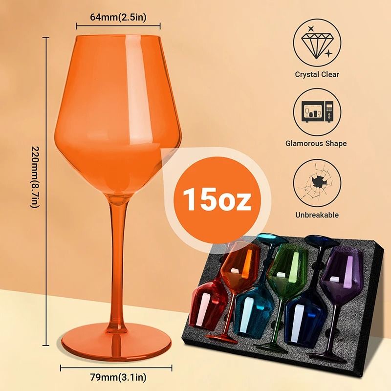 Unbreakable Wine Glass Set Plastic | Crystal-Clear Finish, Dishwasher Safe | Ideal for Outdoor Parties and Travel