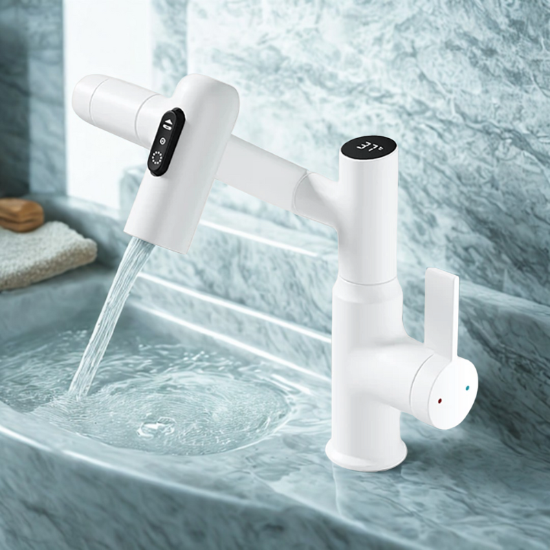 Kitchen Mixer Tap Stainless Steel | 360° Swivel Spout with Temperature Display | Adjustable Height & Splash-Free Flow 4