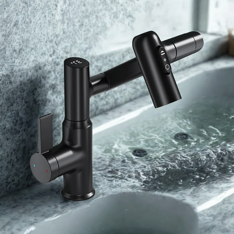 Kitchen Mixer Tap Stainless Steel | 360° Swivel Spout with Temperature Display | Adjustable Height & Splash-Free Flow 6