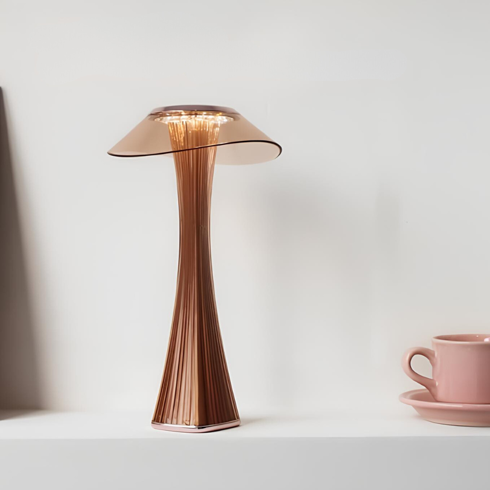 Cordless Table Lamp ABS 27.4 x 15.1 x 7.8 cm | Rose Gold or Black, Curved Design | Rechargeable, 3-Colour Dimmable Light 8
