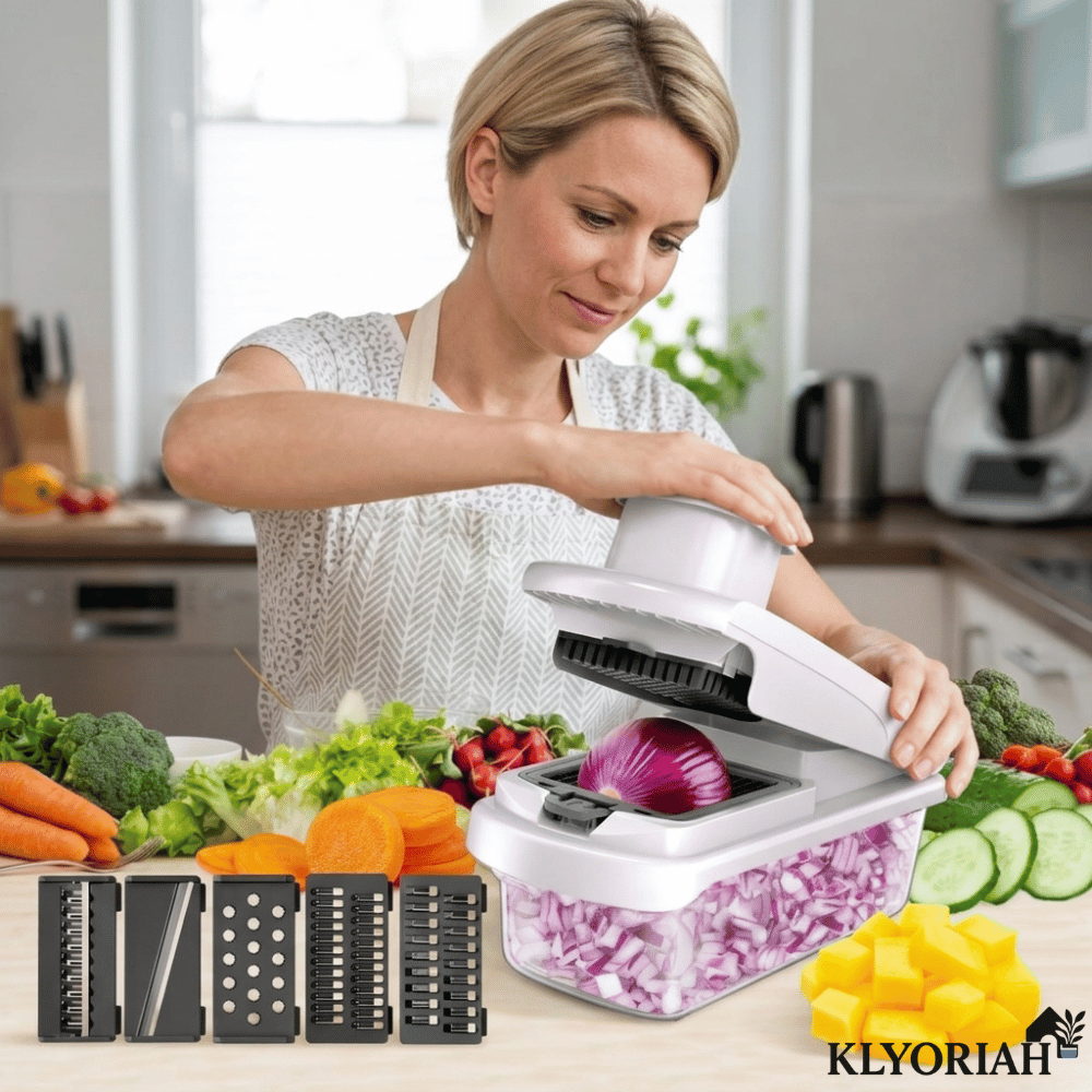 Multifunction Vegetable Chopper | 15-Piece Prep Set with Stainless Steel Blades | Slice, Dice, Grate & Julienne 1