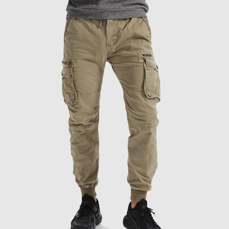 Men's Cargo Joggers – Tapered Fit Drawstring Waist Cuffed Ankles