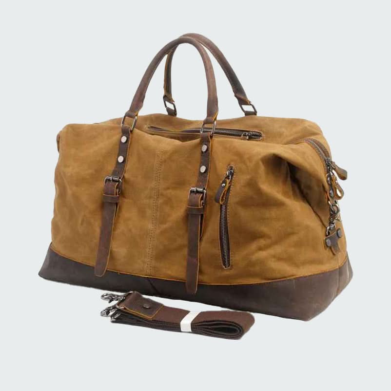 Valour | Leather Duffle Bag for Men - Rugged Batik Canvas, 35L Capacity