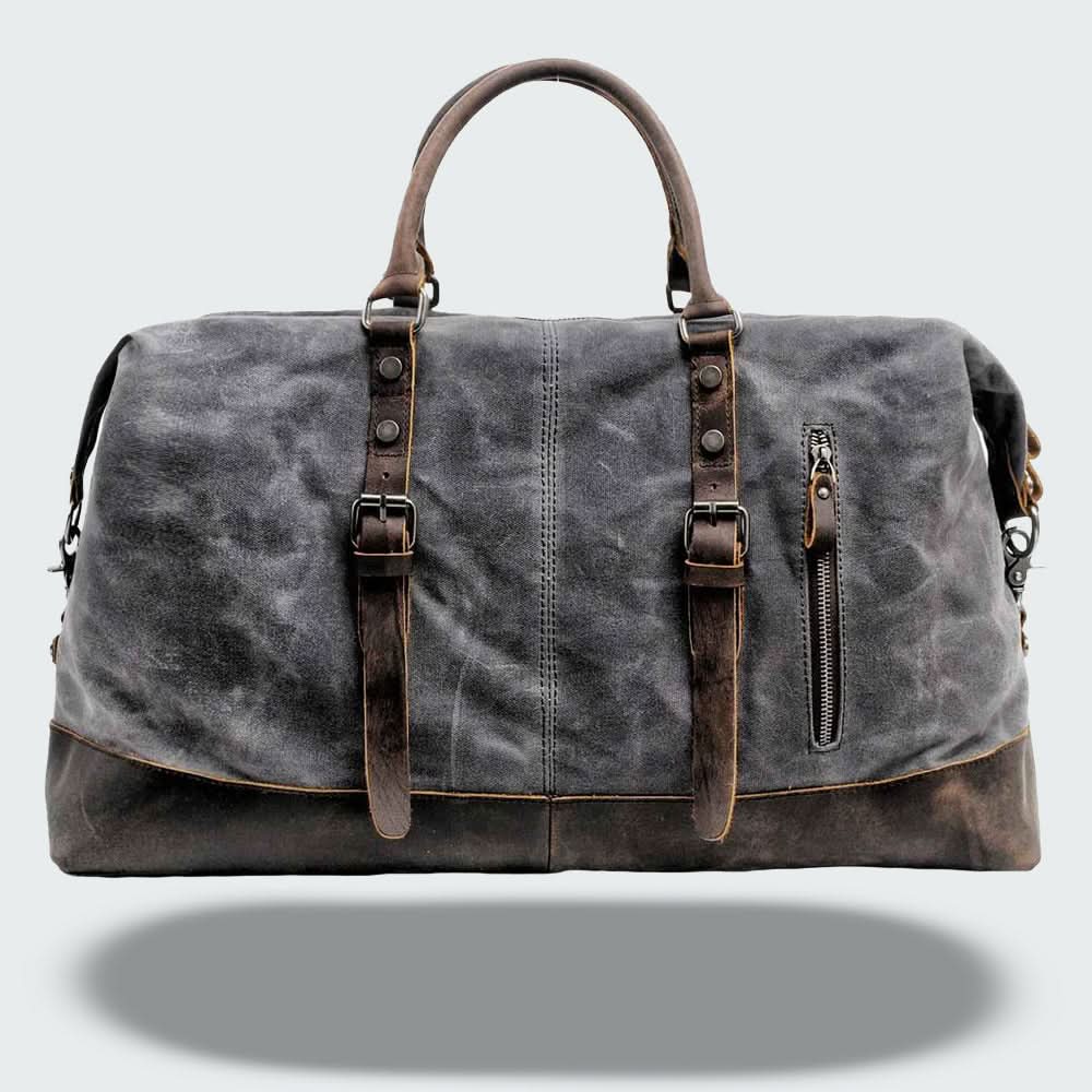 Valour | Leather Duffle Bag for Men - Rugged Batik Canvas, 35L Capacity