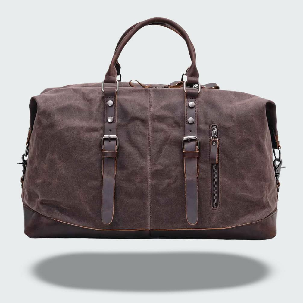 Valour | Leather Duffle Bag for Men - Rugged Batik Canvas, 35L Capacity