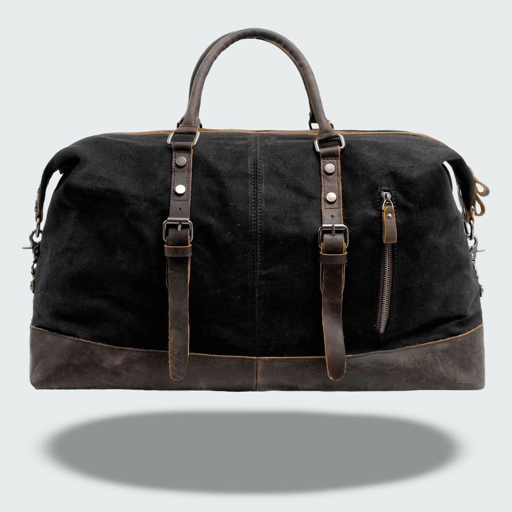 Valour | Leather Duffle Bag for Men - Rugged Batik Canvas, 35L Capacity