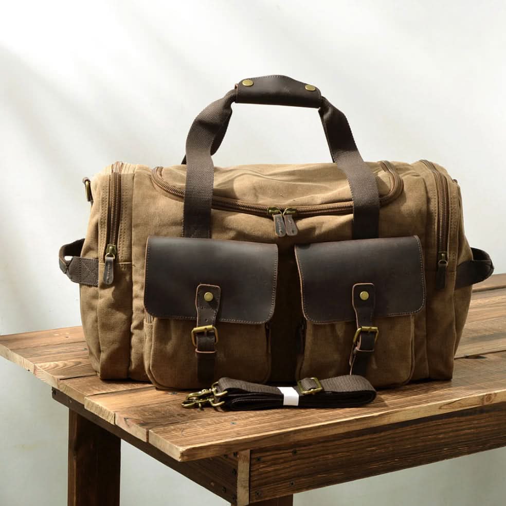 Vanguard | Leather Duffle Bag - Durable Waxed Canvas with 36.5L Capacity