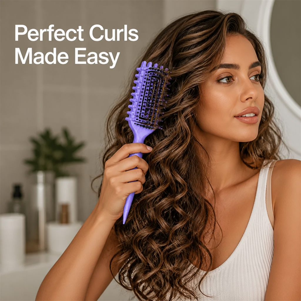 Ventilated Detangling Brush for Curly Hair | Dual-Bristle Design & Parting Tool | Reduces Frizz, Cuts Drying Time