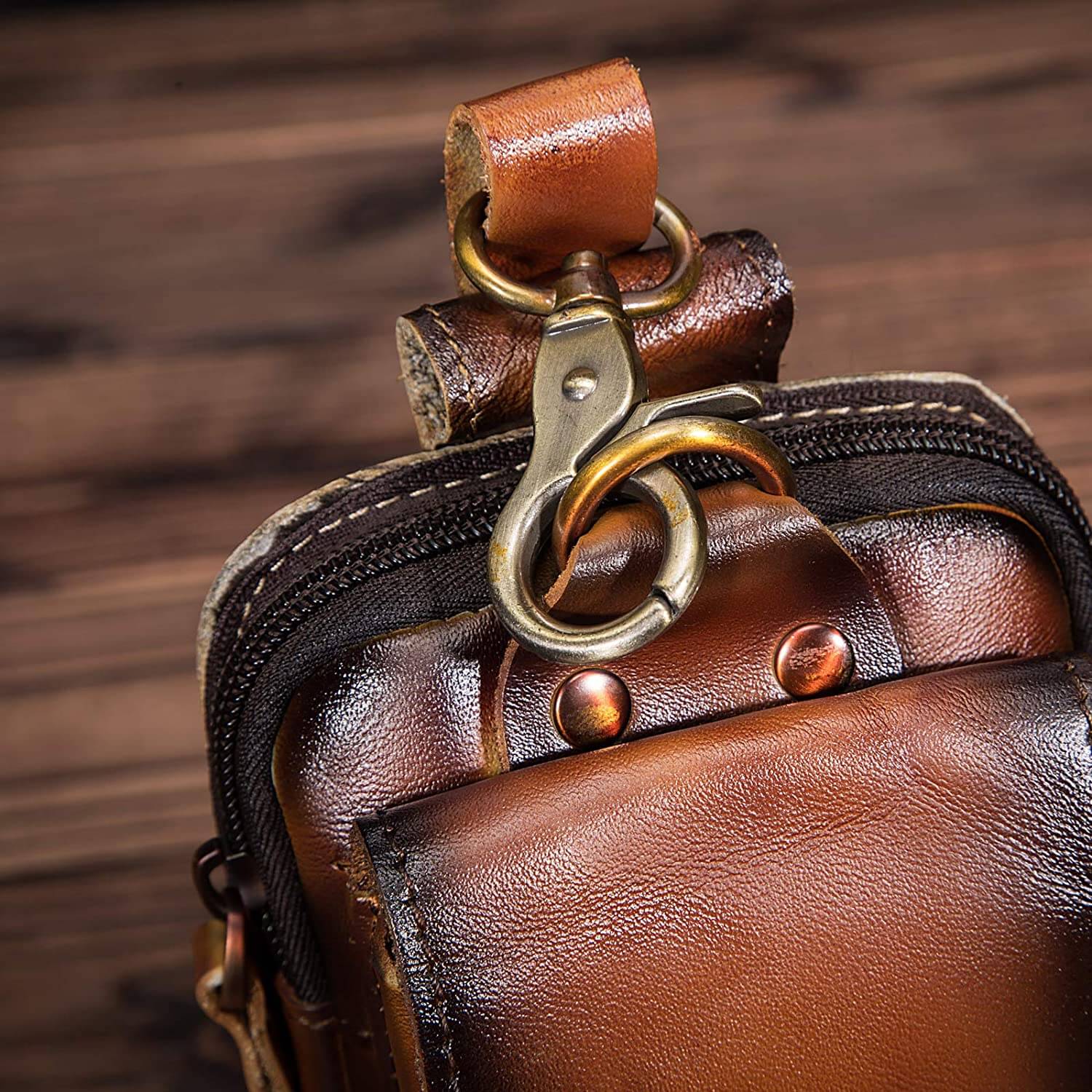Vexton | Men's Waist Bag with Adjustable Strap - Durable Brown Design