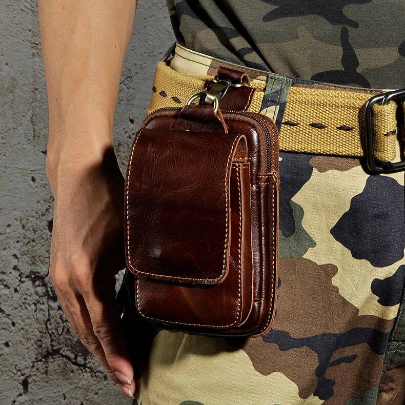 Vexton | Men's Waist Bag with Adjustable Strap - Durable Brown Design
