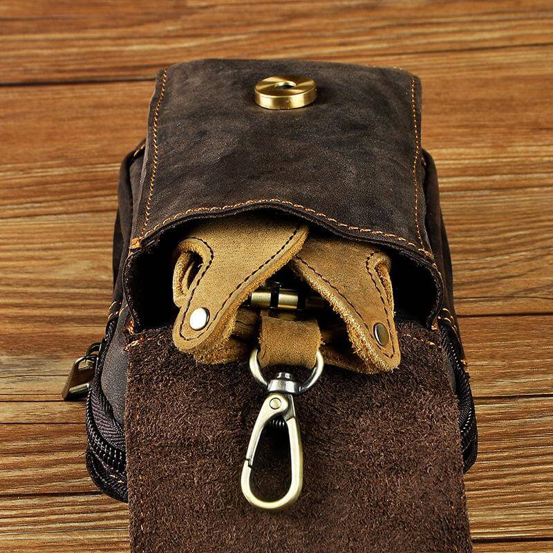 Vexton | Men's Waist Bag with Adjustable Strap - Durable Brown Design