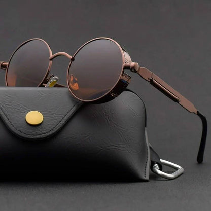 VintageCharm | Round Steampunk Sunglasses with Polarized Lenses - UV400 Protection 0