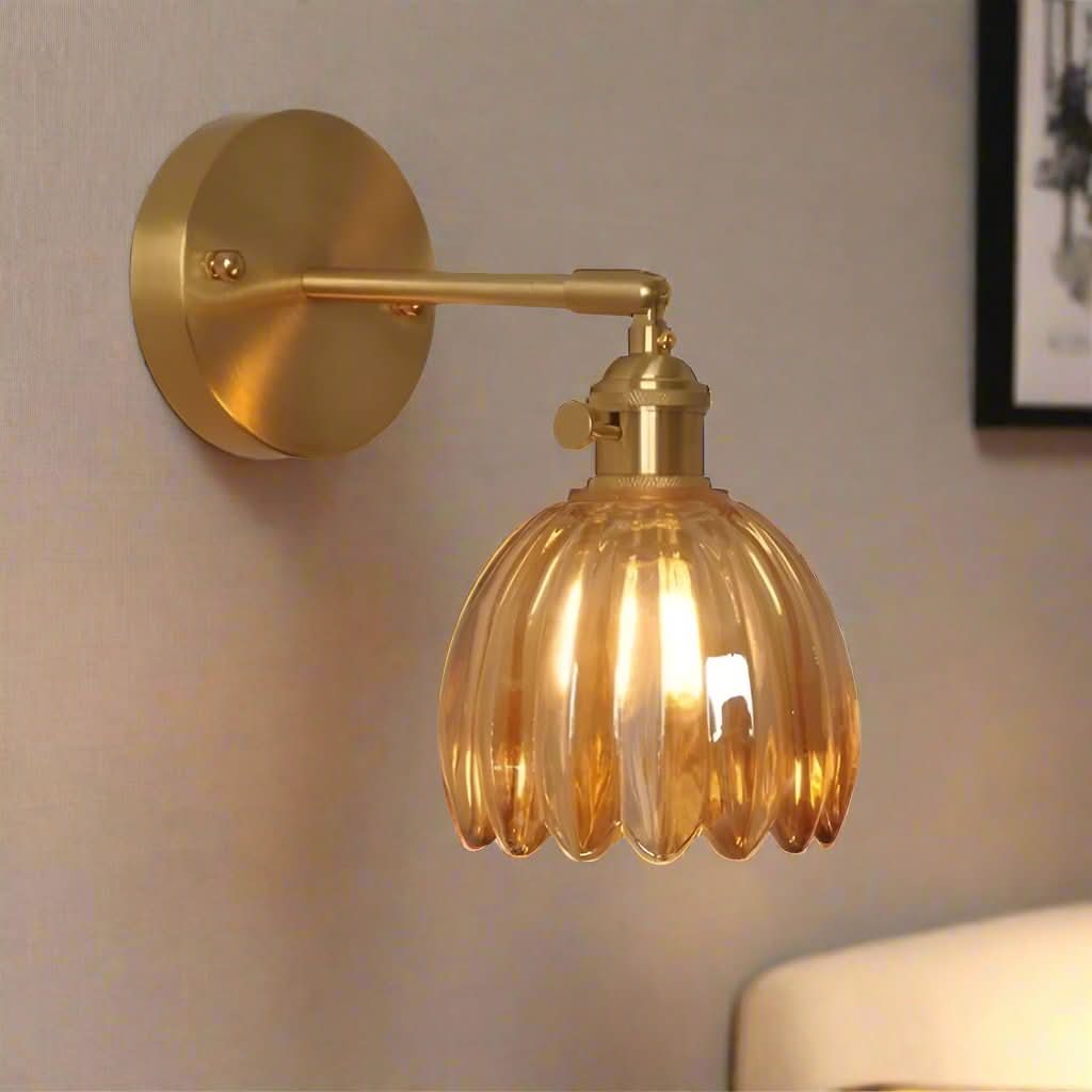 Vintage Tulip | Wall Sconce Lighting - Floral Glass Shade Design