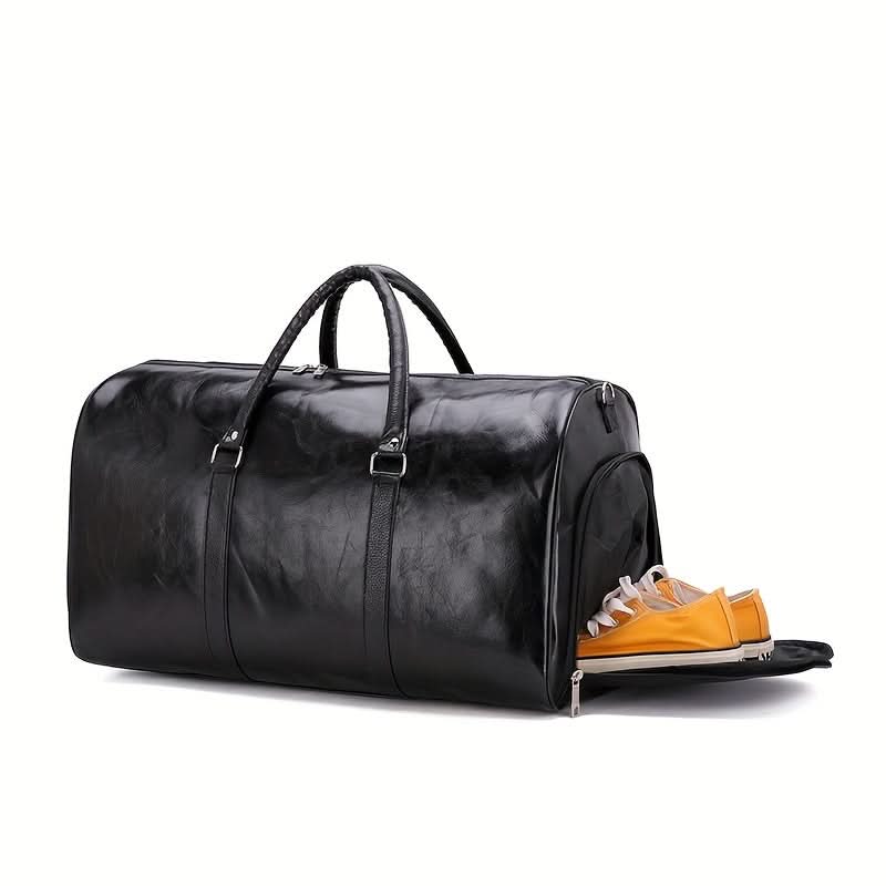 Voyager's Haven | Deluxe Leather Travel Bag - Spacious Retro Design for Travelers 1