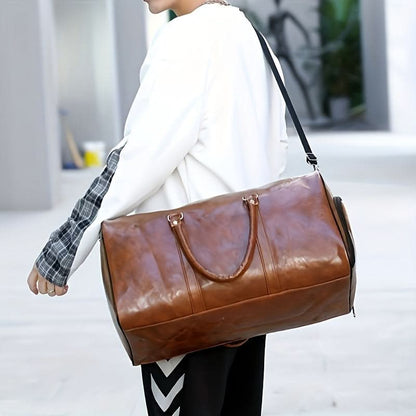 Voyager's Haven | Deluxe Leather Travel Bag - Spacious Retro Design for Travelers 7