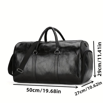 Voyager's Haven | Deluxe Leather Travel Bag - Spacious Retro Design for Travelers 8