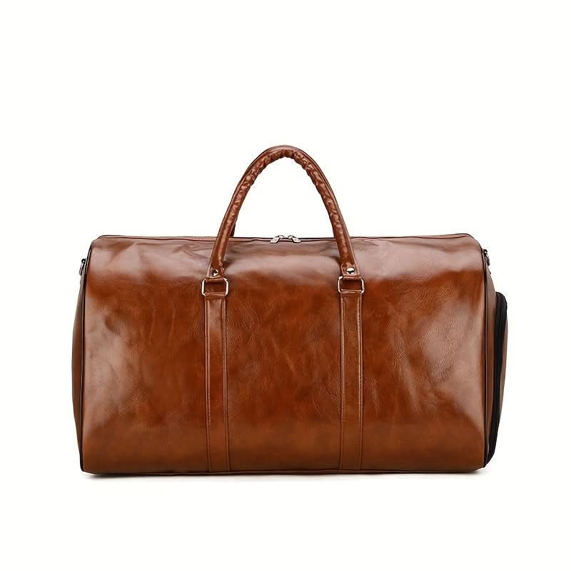 Voyager's Haven | Deluxe Leather Travel Bag - Spacious Retro Design for Travelers 9