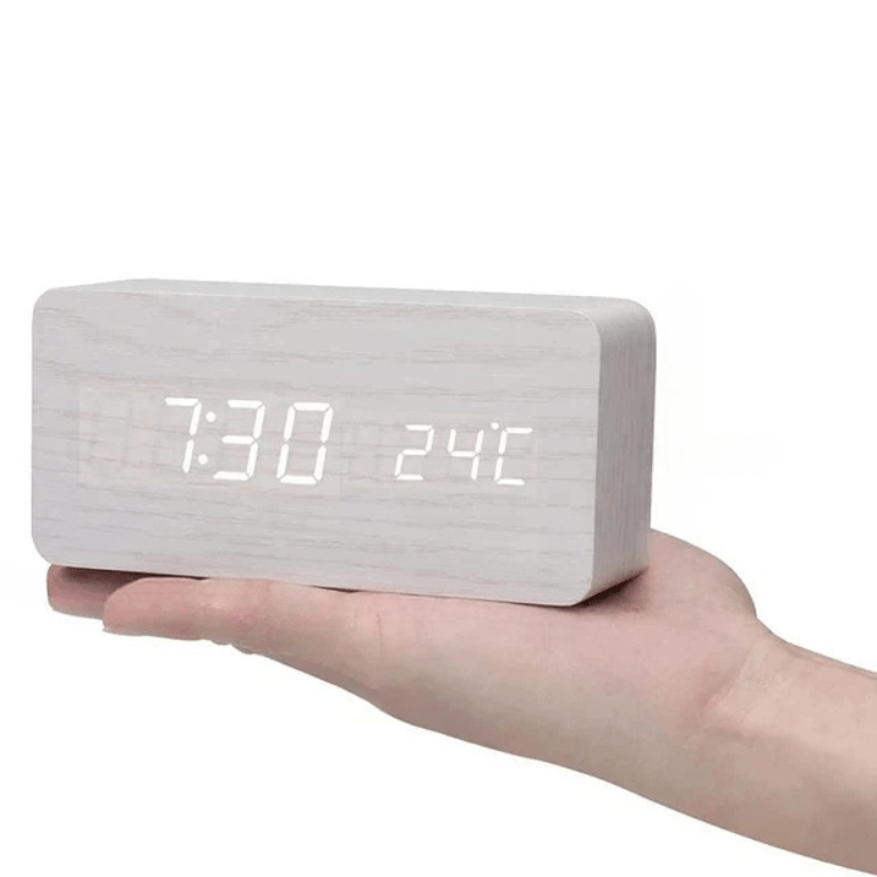WOODSENSE – LED Wooden Clock with Voice Control for Stylish Time Display 14