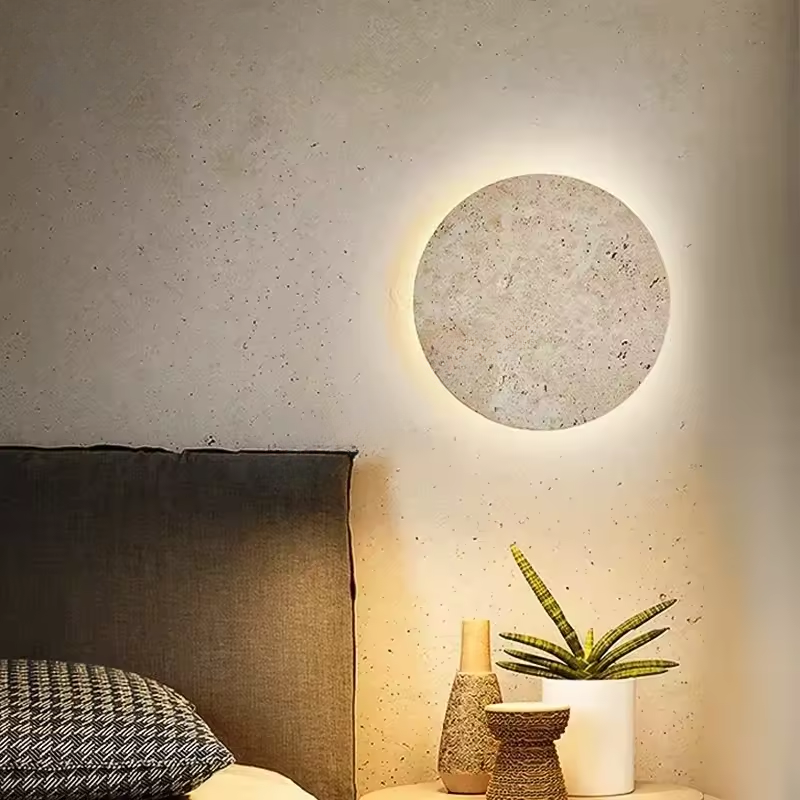 Wabi-Sabi | Travertine Wall Lamp - Integrated LED Design