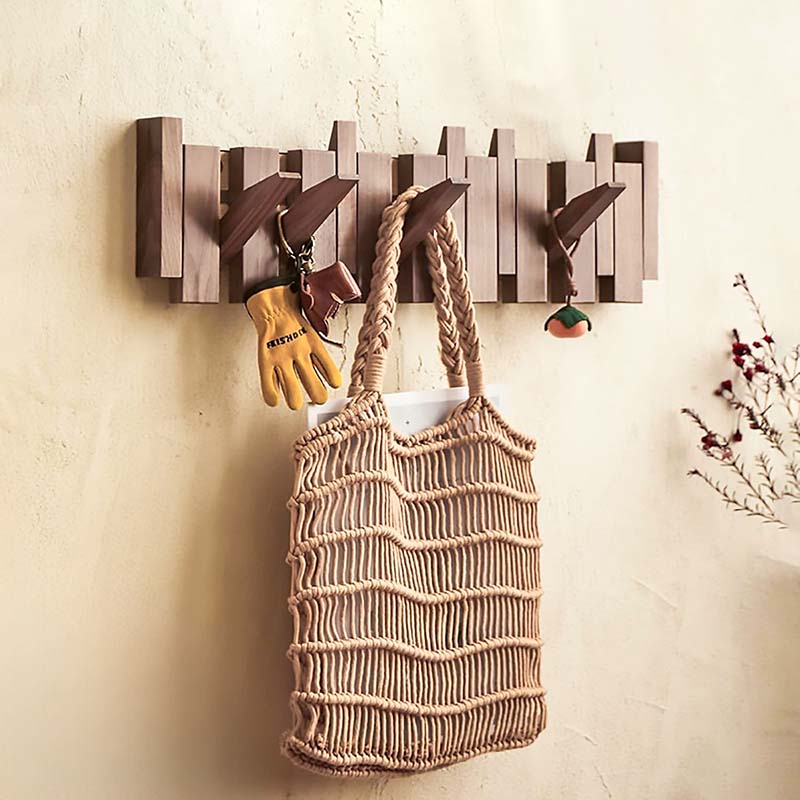 Wall Hook Rack | Five Folding Hooks, 30cm Wall Strip