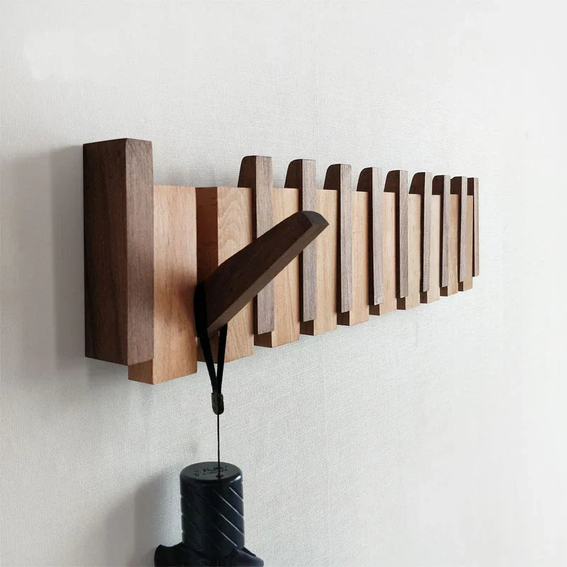 Wall Hook Rack | Five Folding Hooks, 30cm Wall Strip