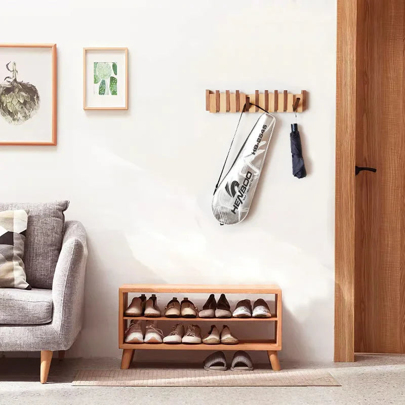 Wall Hook Rack | Five Folding Hooks, 30cm Wall Strip
