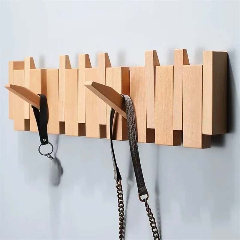 Wall Hook Rack | Five Folding Hooks, 30cm Wall Strip