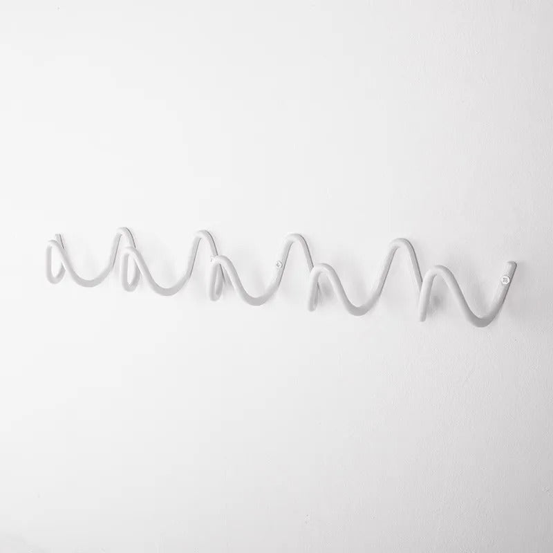 Wall-Mounted Coat Rack | Black Cast Iron Wavy Hook Rack