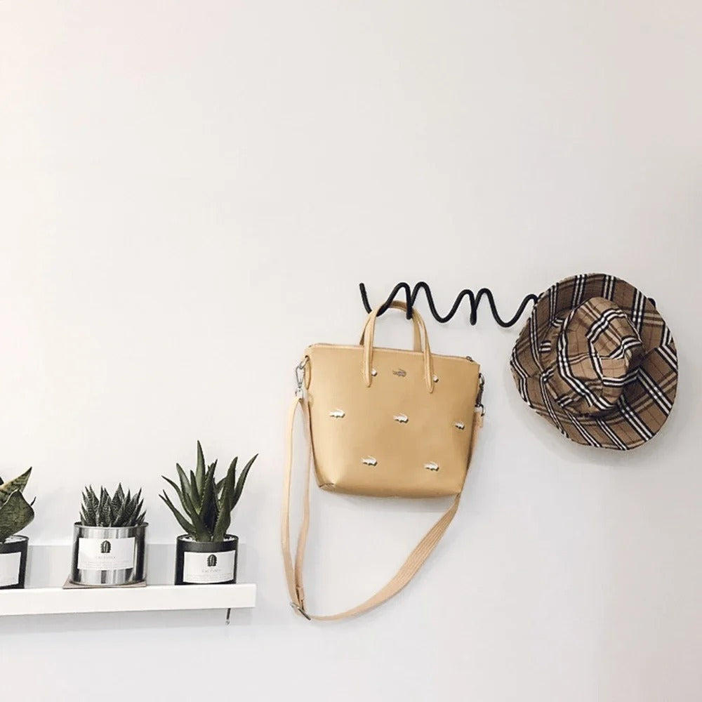 Wall-Mounted Coat Rack | Black Cast Iron Wavy Hook Rack