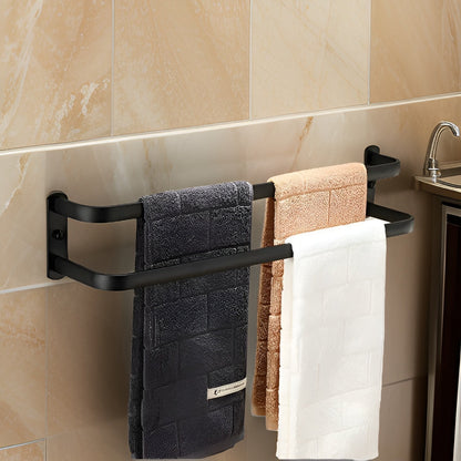 Wall-Mounted Towel Rack – Black Aluminum, 3-Tier Design for the Bathroom or Wellness Area 3